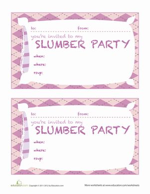 printable slumber party invitation templates