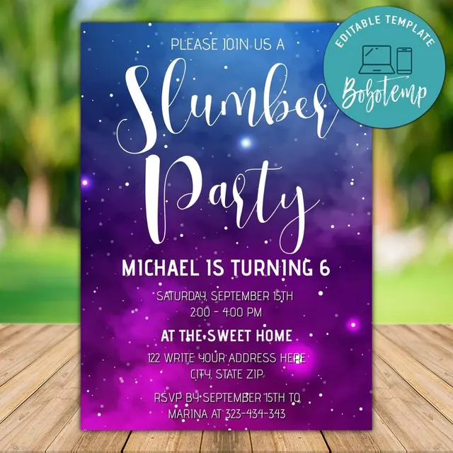 printable slumber party invitation templates