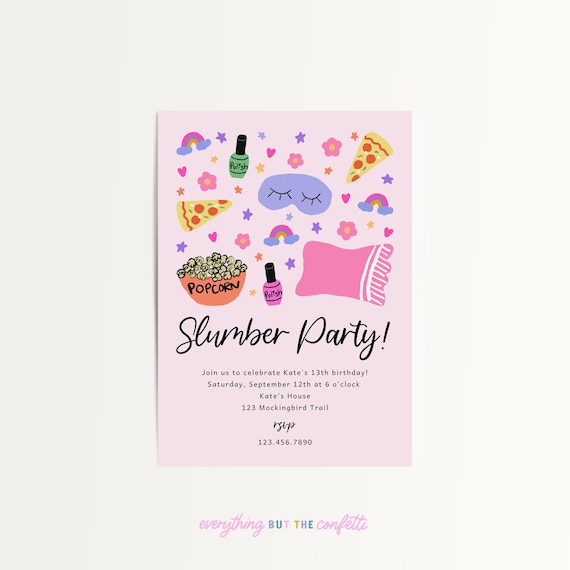 Sleepover Invitation, Slumber Party Invitation Template, Printable ...