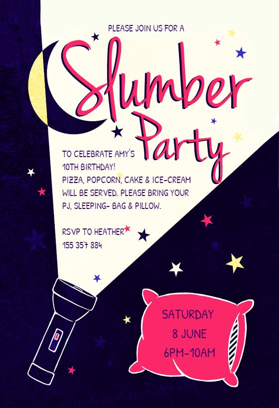 A flash light - sleepover party invitation Card, Printable, Personalized,  Digital &  Evites - Greetings Island