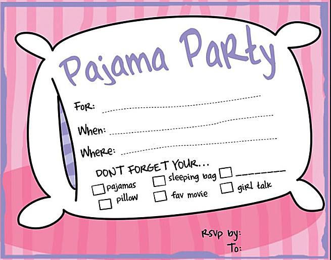 printable slumber party invitation templates