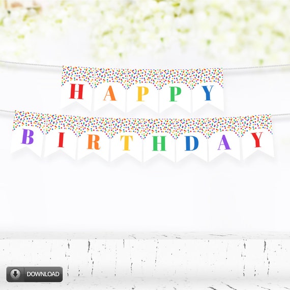Printable Happy Birthday Banner, Birthday Party Decorations for ...