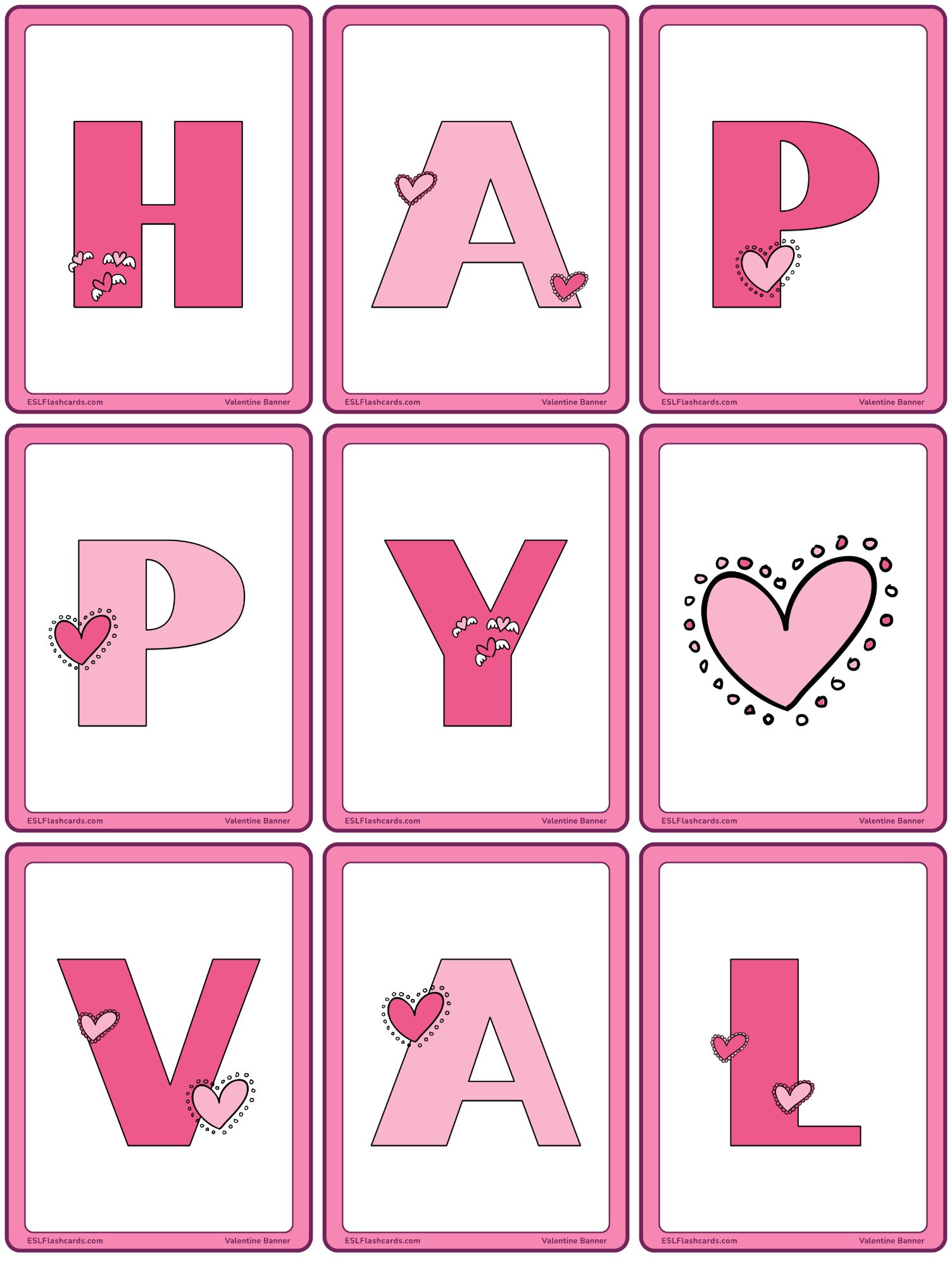 Valentines Day Banners - ESL Flashcards
