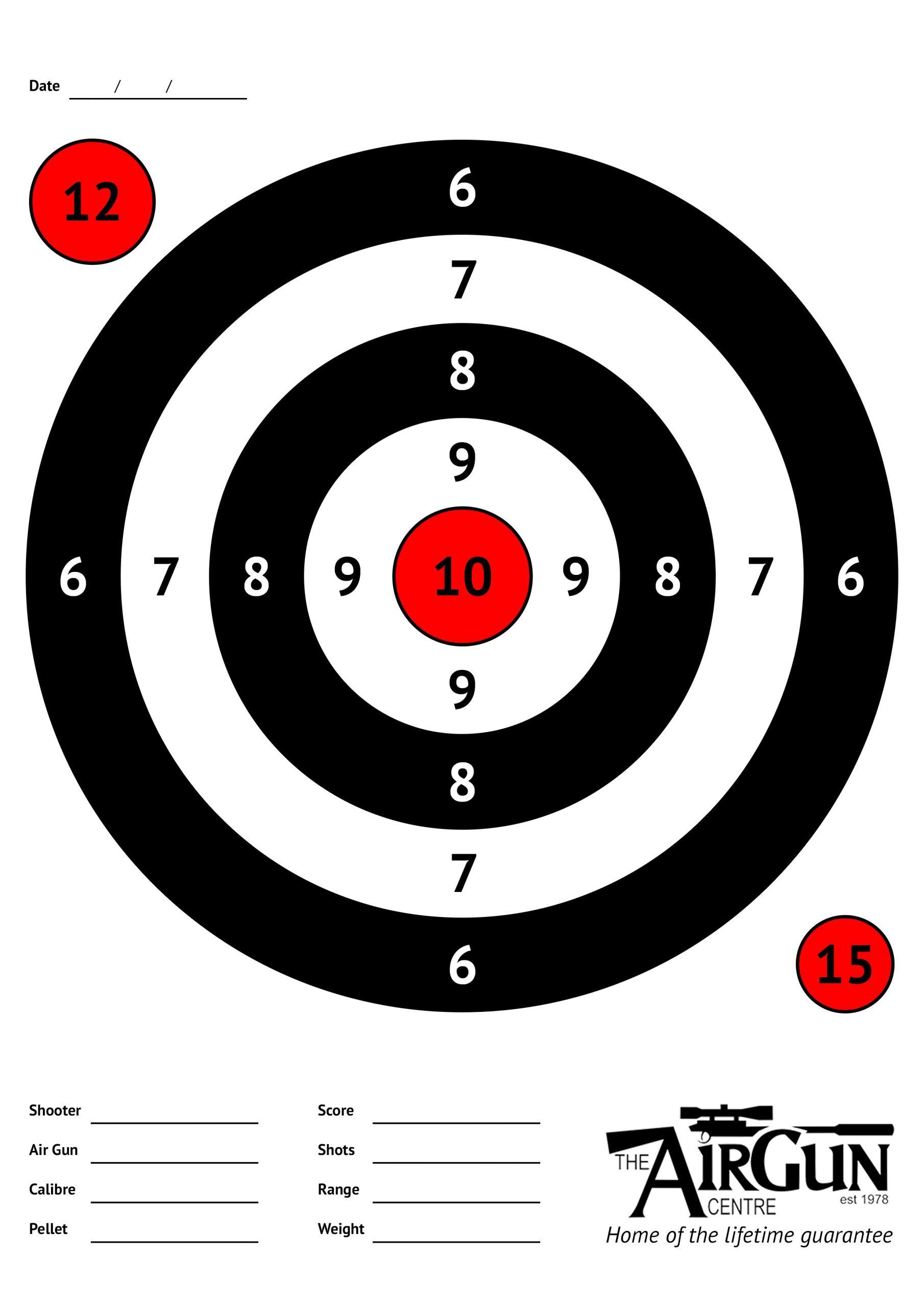 Free Printable Air Rifle Targets (A4, 17cm &  14cm) - The Airgun Centre