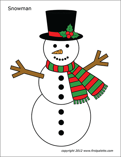 Snowman | Free Printable Templates &  Coloring Pages | FirstPalette.com