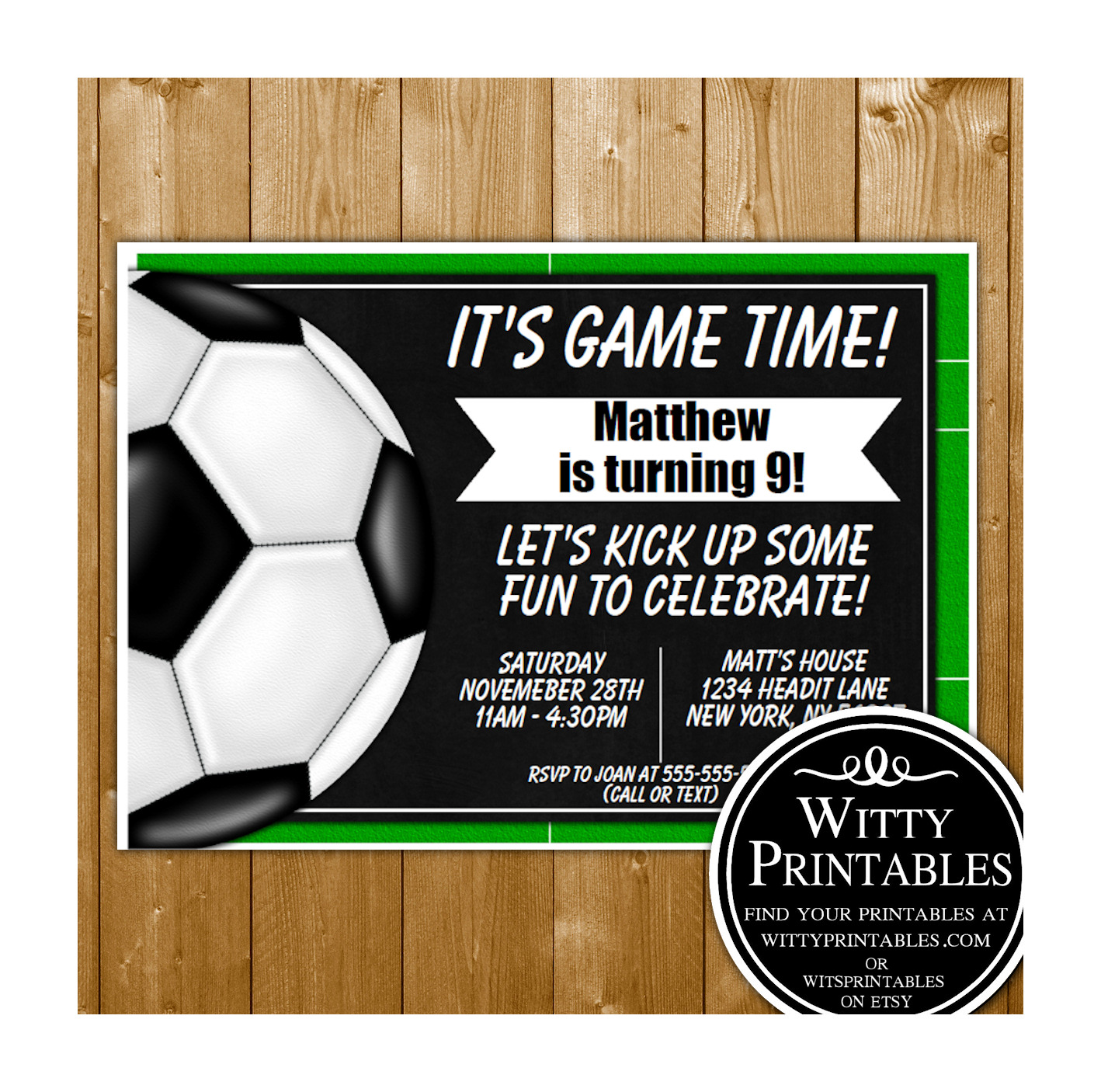 Printable Soccer Birthday Girl Invites Instant Download | Bobotemp