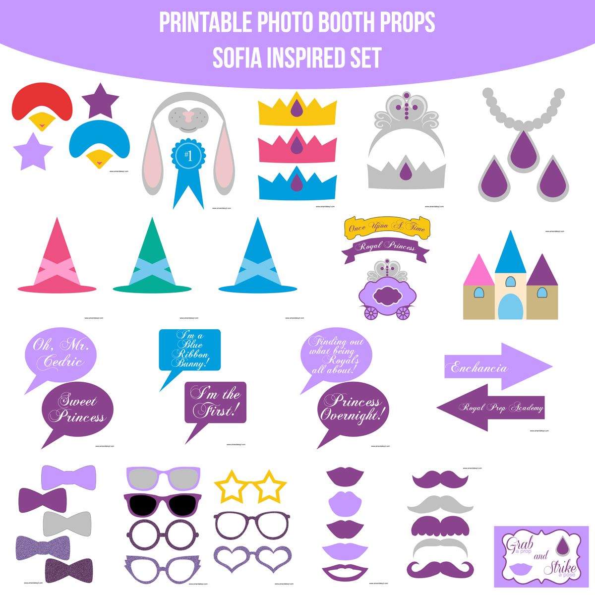 printable sofia the first photo booth props
