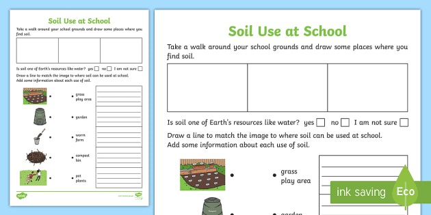 Soil Use at School Worksheet (teacher made) - Twinkl