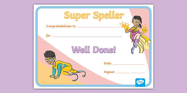 Super Spelling Certificate - KS1 Super Speller Award