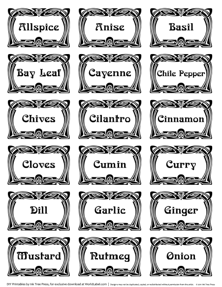Spice Jar Labels by Ink Tree Press | Free printable labels ...