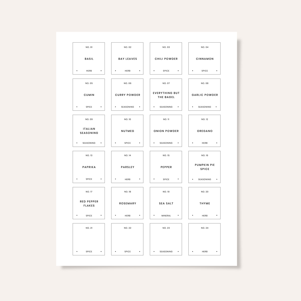 printable spice labels