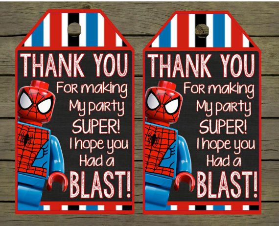 printable spiderman thank you tags