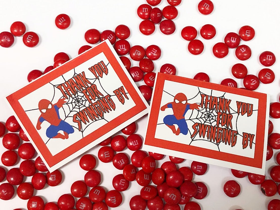 printable spiderman thank you tags