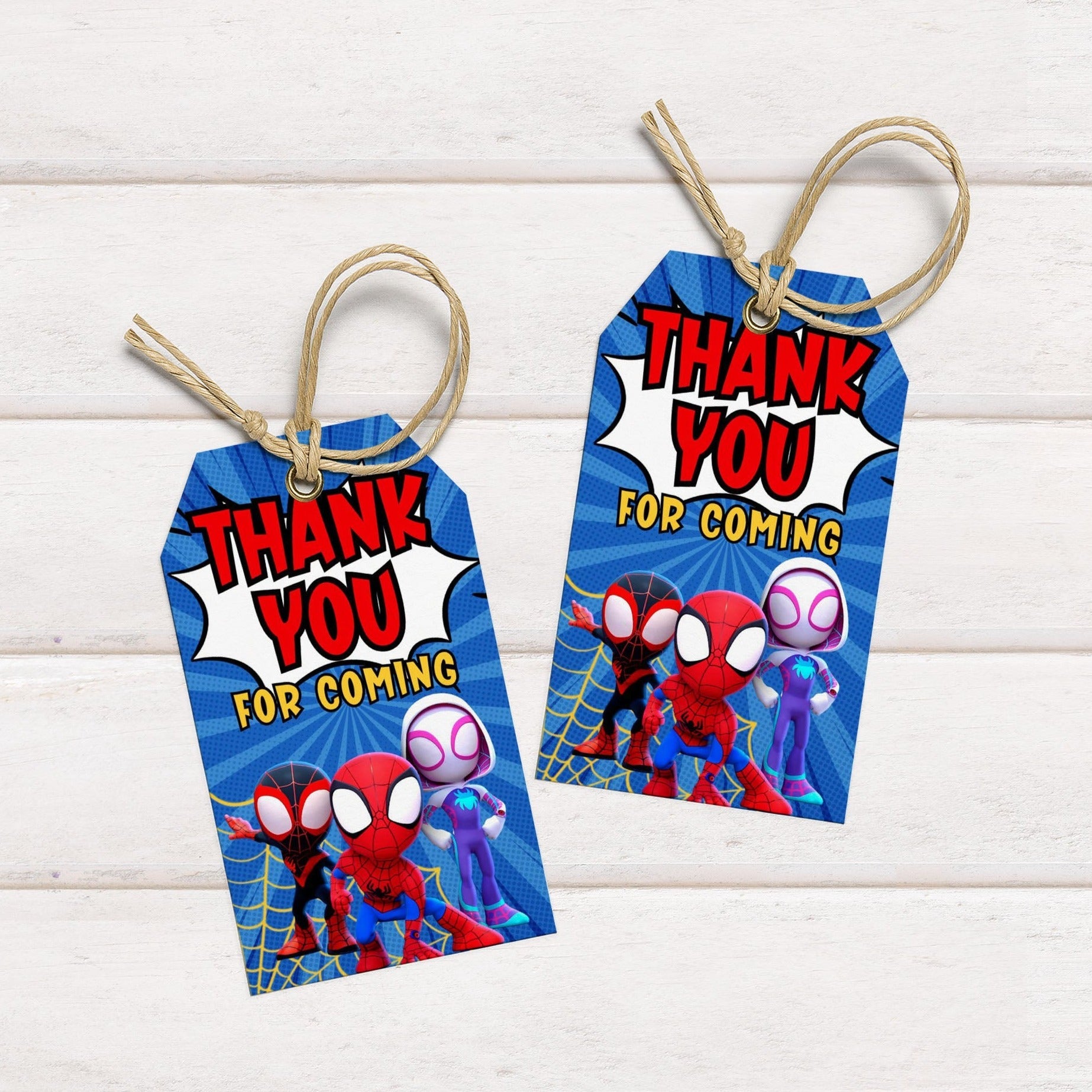 printable spiderman thank you tags