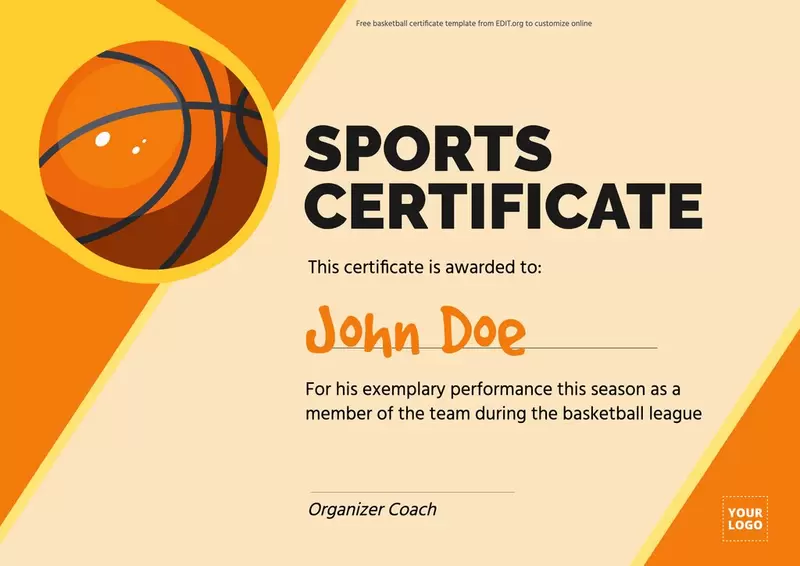 printable sports award certificate templates