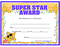 Printable Super Star Award Certificates Templates