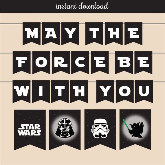 Star Wars Banner Printable ALL LETTERS (3 Design) - instant download