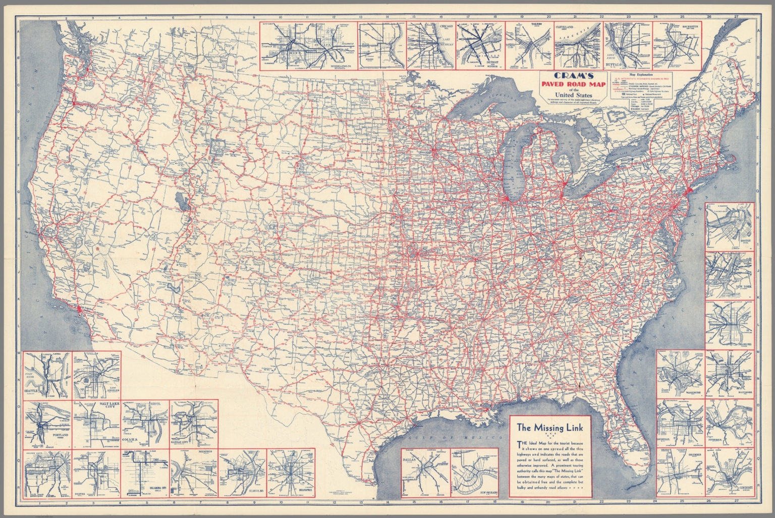 Crams Paved Road Map of the United - Printable State Road Maps Usa 27 