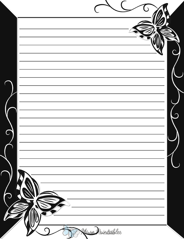 printable stationery black and white