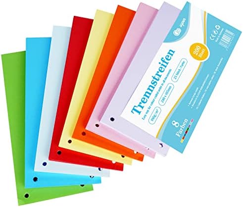Dividers Colourful Pack of 200, 8 Assorted Colours Tabs - 24 x ...