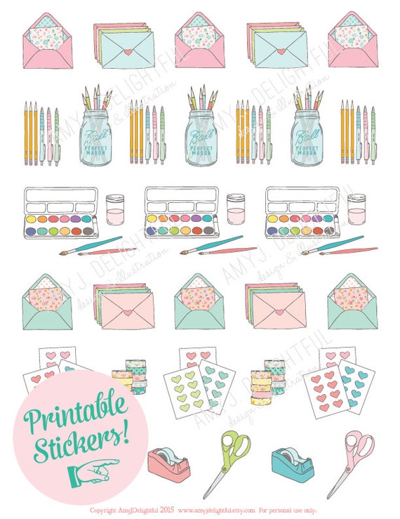 Printable PLANNER/STATIONERY Stickers Digital File Instant ...