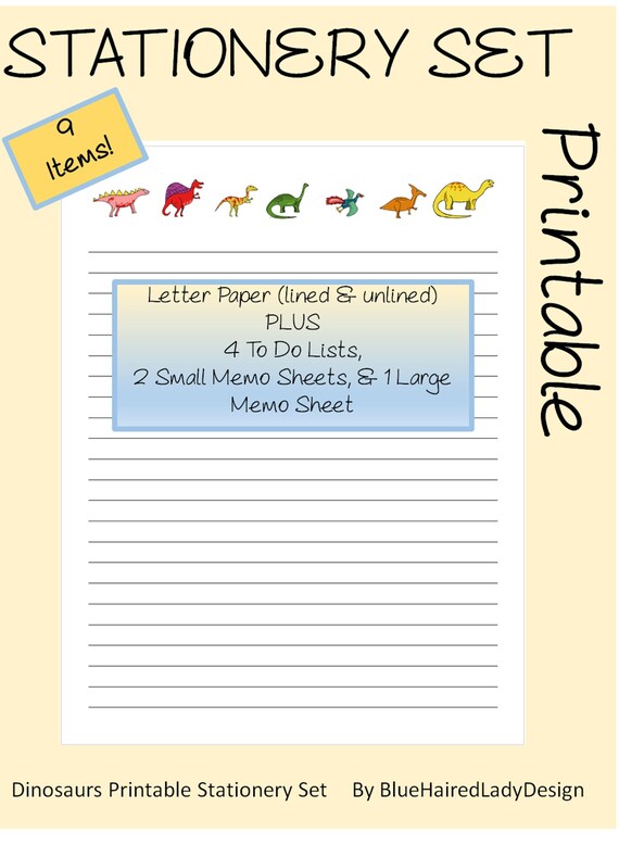 Buy Dinosaurs Printable Stationery Set to Do Lists &  Memo Sheets 9 ...