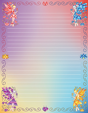 Printable Fairies And Flowers Stationery