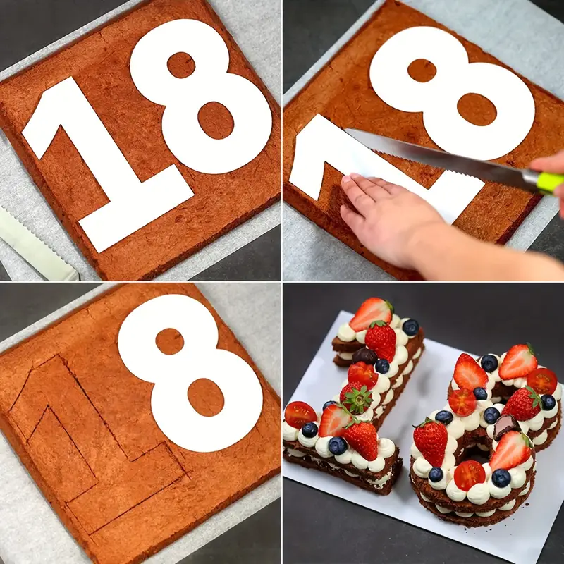 Cake Stencils (0 8 Number) Digital Cake Template Molds Flat - Temu ...