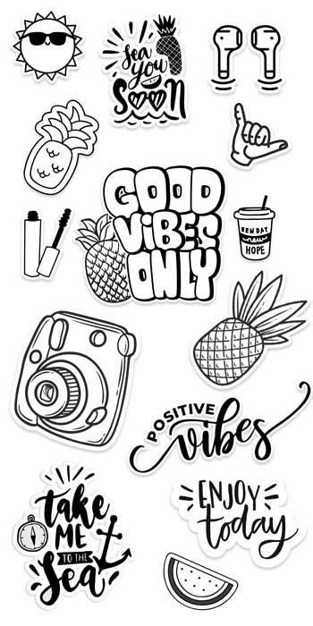 printable stickers black and white