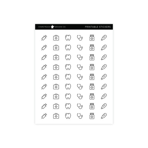 Printable Minimal Icons, Medical Stickers, Functional Icon ...