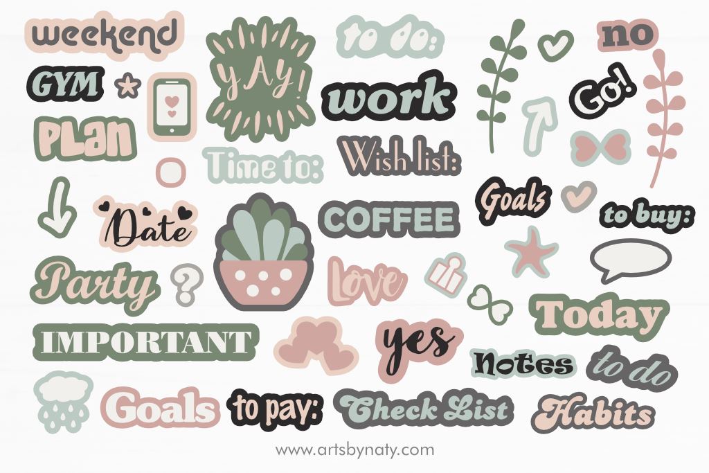 Cute stickers Printable SVG for planners - So Fontsy