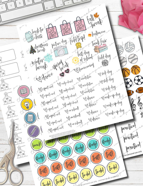 Printable Planner Stickers for Back to School - The Paper Hen
