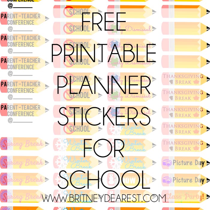 Britney Dearest: Free Printable | Planner Stickers for School