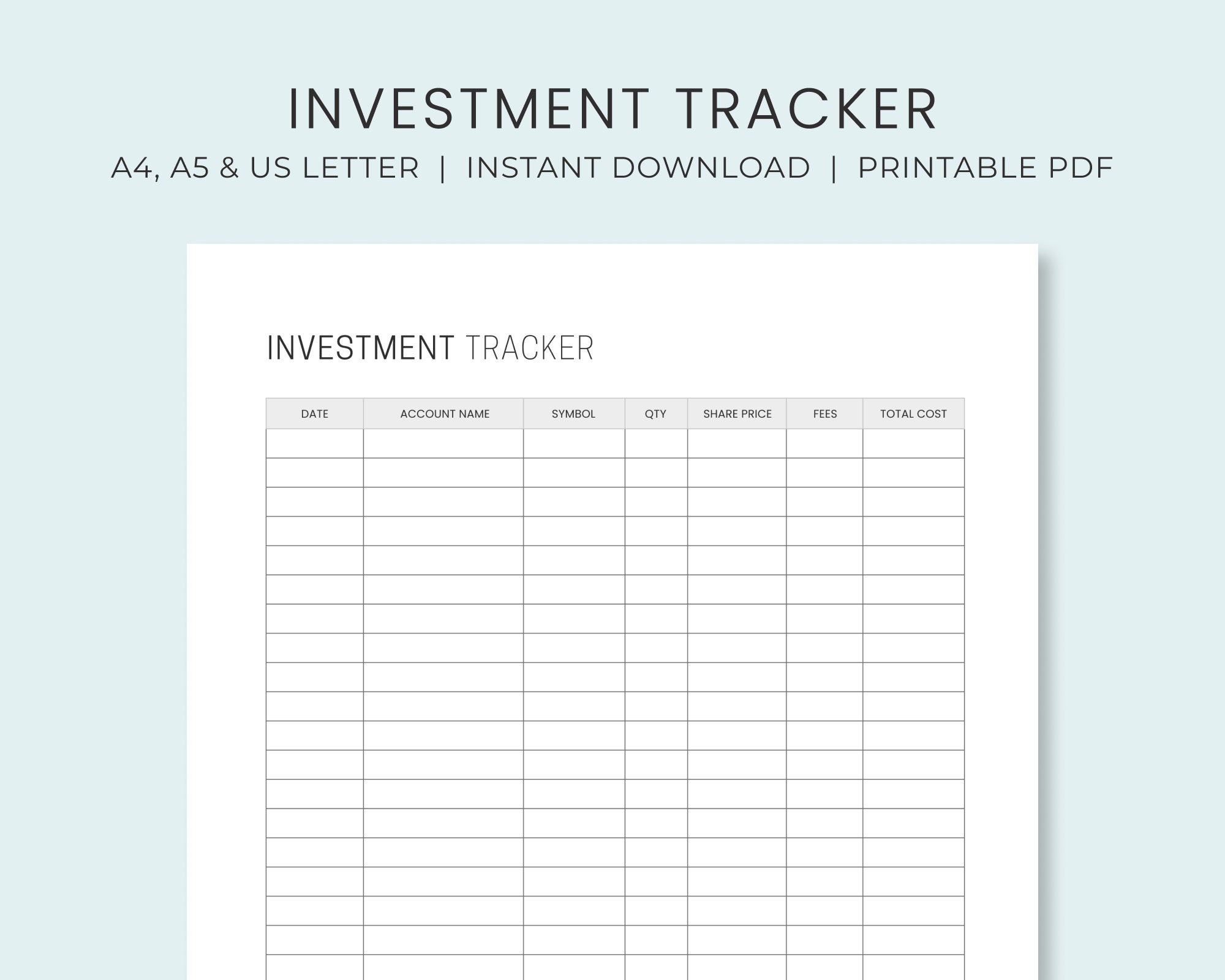 Printable Stock Log  