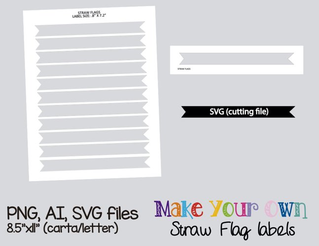 Straw flag template, collage sheet template, digital