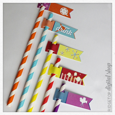 Movie Night Straw Flags Free Printable • Ridgetop Digital Shop
