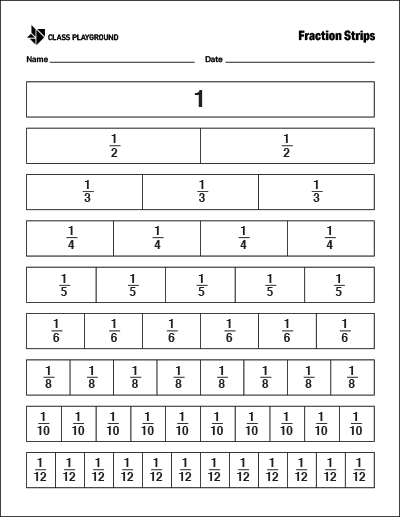Fraction Strips Print - Class Playground