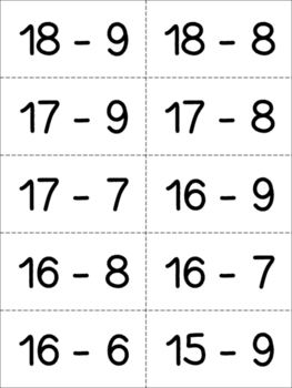 printable subtraction flashcards with answers