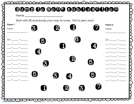 Subtraction Games for 20 Paper and Pencil PDF • Wise Owl Factory