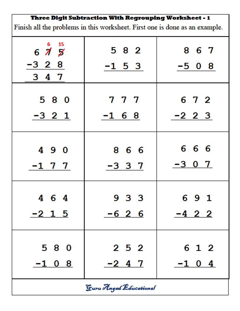 Subtraction With Regrouping Worksheets Download Free, 43% OFF