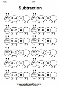 printable subtraction worksheet for kindergarten