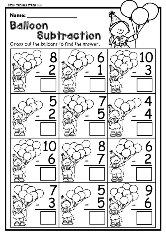 printable subtraction worksheet for kindergarten