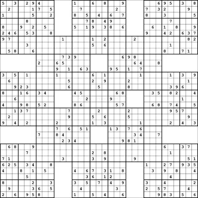 printable sudoku 25x25 numbers
