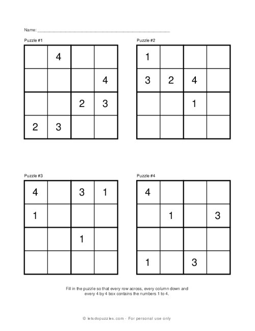 printable sudoku 4 per page