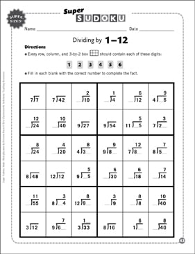 Sudoku Puzzle: Dividing by 1-12 (super-sized) | Printable Sudoku ...