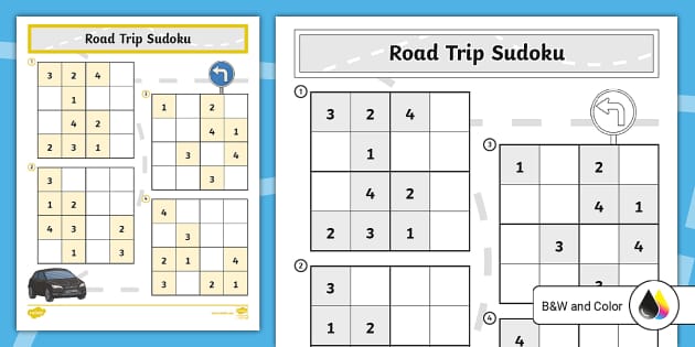 Road Trip Sudoku for 3rd-5th Grade (teacher made) - Twinkl
