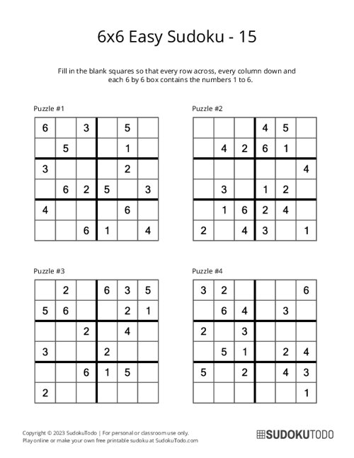 Easy Sudoku Puzzles Printable