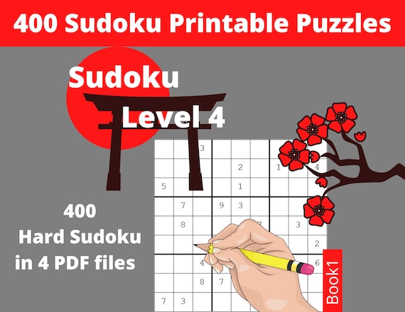 Printable PDF Sudoku Level 4 400 Hard Sudoku Puzzles for Adults ...