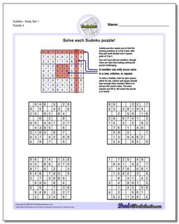 printable sudoku puzzles easy 1 answers