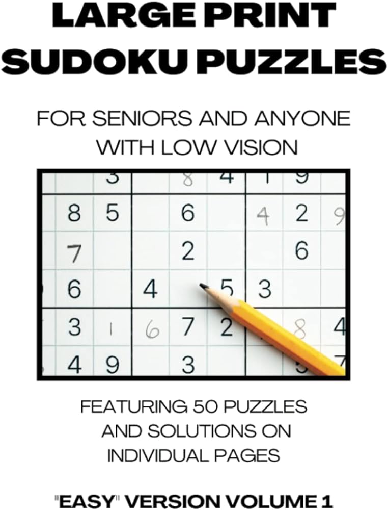 Large Print Sudoku Puzzles for Seniors and Anyone with Low Vision ...